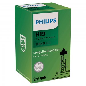 Автолампа H19 12V 60/55W (PU43t-3) Long Life 12644LLC1 PHILIPS