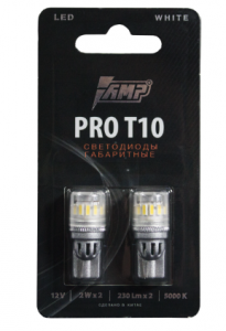 Светодиоды W5W 5000К WHITE PRO T10 (2 шт) AMP