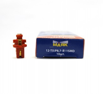 Светодиод 12V T5 (1SMD) 1,2-б/ц с патроном RED BAX 10S Маяк Светодиод 12V T5 (1SMD) 1,2-б/ц с патроном RED BAX 10S Маяк