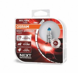 Автолампа  H1 12V 55W (P14.5s) Night Breaker Laser +150% (DuoBox) (64150NL_HCB) OSRAM