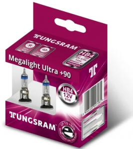 Автолампа HB4 12V- 51W (P22d) Megalight Ultra +90 ( 2шт.) Tungsram