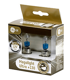 Автолампа H11 12V-55W (PGJ19-2) Megalight Ultra +130 (2шт.) Tungsram