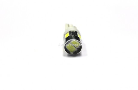 Лампа светодиодная Т10 (W2,1-9,5d) белая, ЛИНЗА 6 SMD 5630 диодов, (б/цокольная) 12v